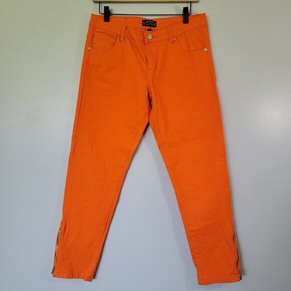 Halloween Pumpkin Orange Pants Womens Juniors Sz 11 Skinny Zipper Ankle Cosplay - Picture 1 of 14